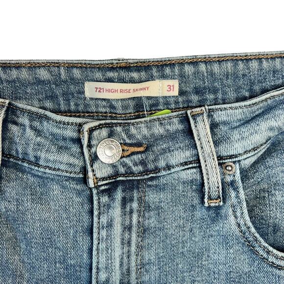 Levi's 721 High Rise Skinny Crop Acid Wash Denim Size 31 - Picture 2 of 6